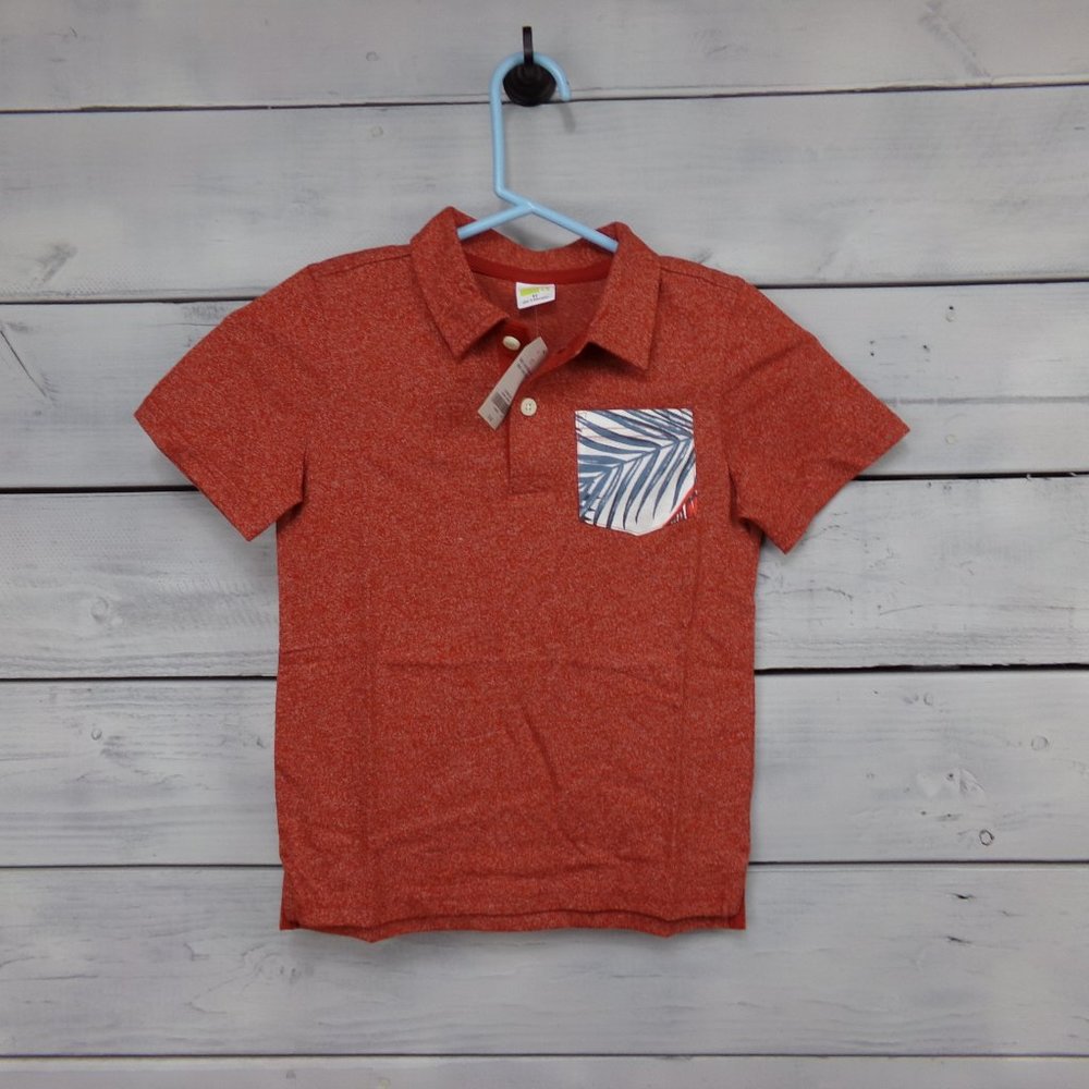 CRAZY 8-Boy's Red/Orange Hawaiian Pocketed Polo